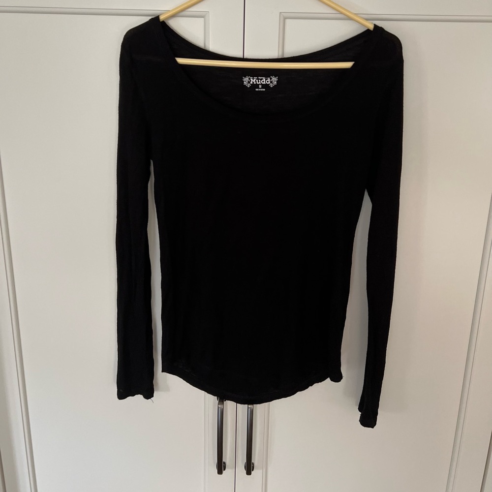 Mudd women’s black lightweight jersey long sleeve sz M - Picture 1 of 3